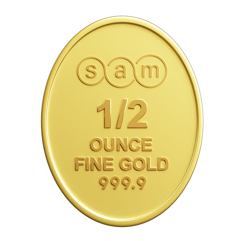 999.9 Gold Minted Oval - 1/2 ounce